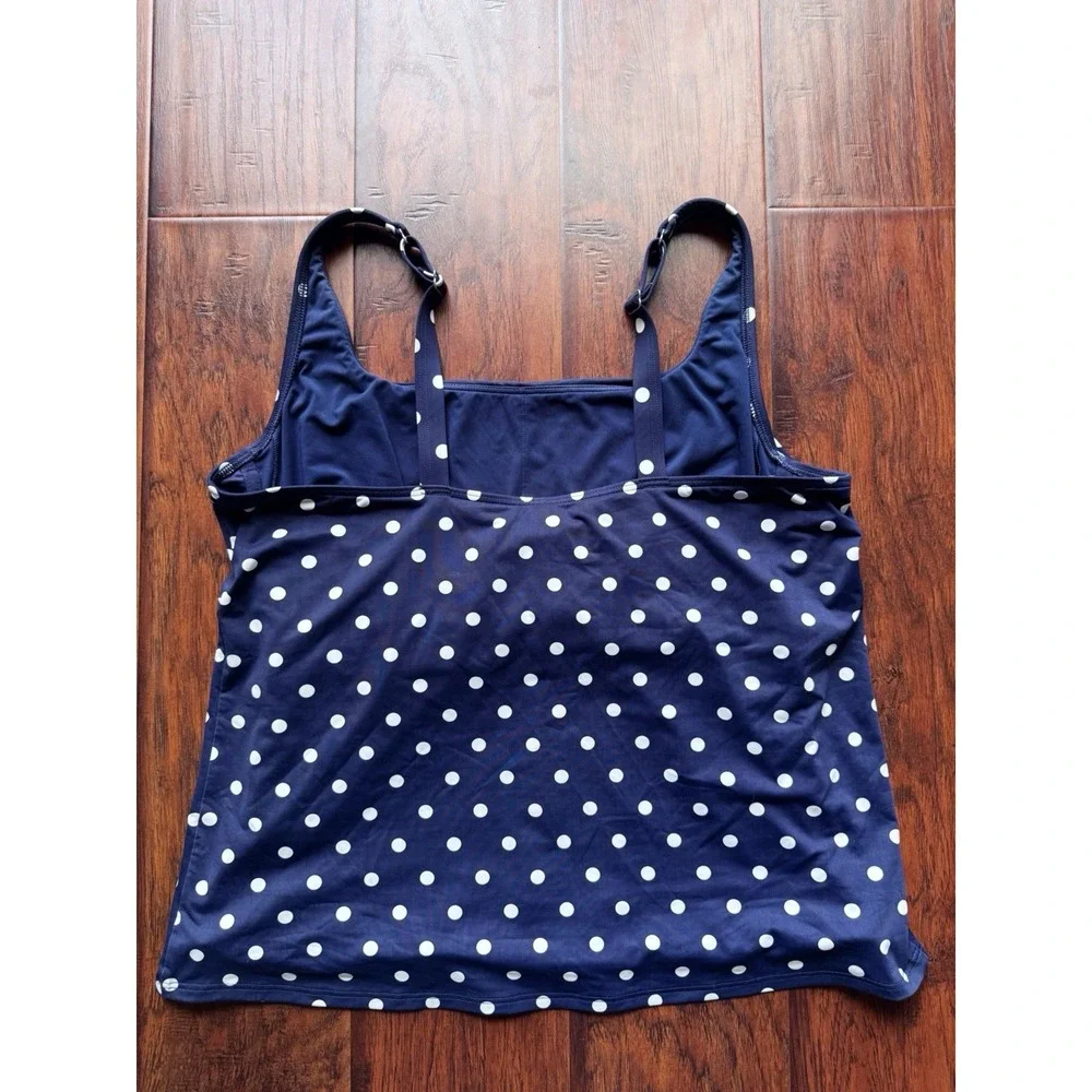 Lands‎ End 4 Pc Swim Set Women's Sz L/XL -16/18 DDD Shirt Pants Tankini Navy Dot